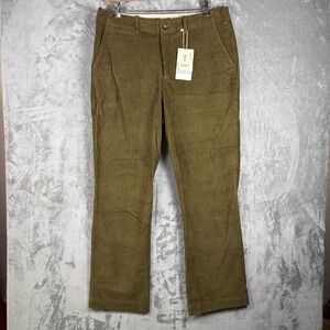 NWT Schott NYC Mens Corduroy Military Pants Straight Leg 36 Olive Green Workwear